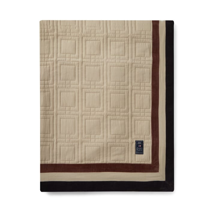 Graphic Quilted Organic Cotton överkast 240x260 cm - Light beige-brown-dark gray - Lexington