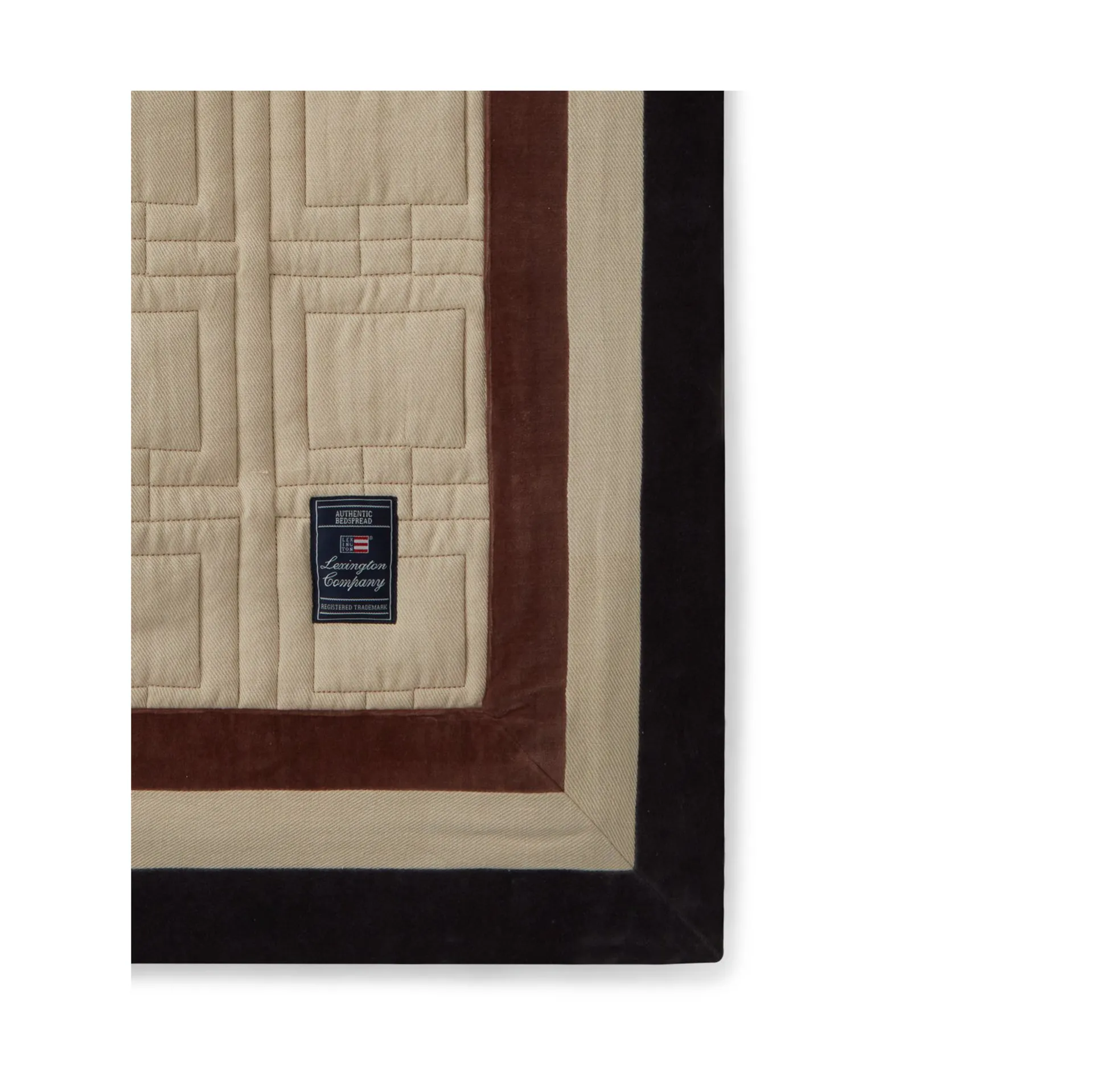 Graphic Quilted Organic Cotton överkast 240x260 cm, Light beige-brown-dark gray Lexington