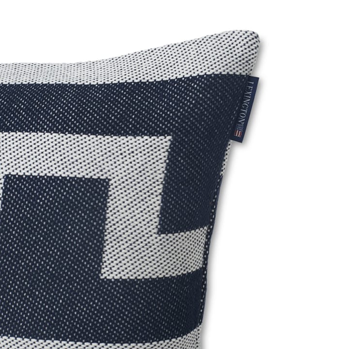 Graphic Recycled Cotton kuddfodral 50x50 cm - Off white-mörkblå - Lexington