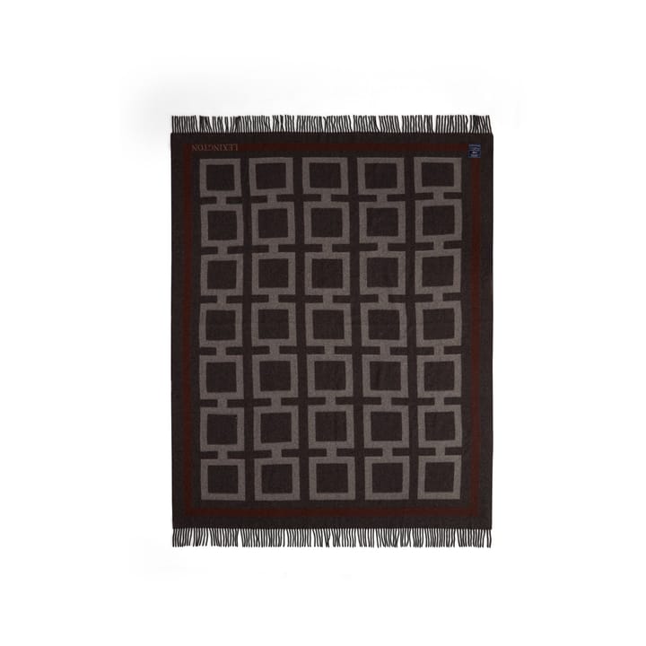 Graphic Recycled Wool pläd 130x170 cm - Dark gray-white-brown - Lexington