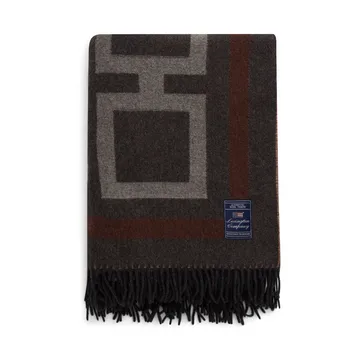 Graphic Recycled Wool pläd 130x170 cm - Dark gray-white-brown - Lexington