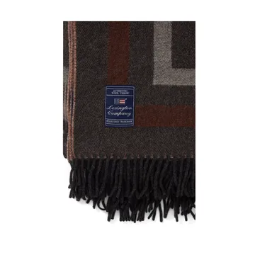 Graphic Recycled Wool pläd 130x170 cm - Dark gray-white-brown - Lexington
