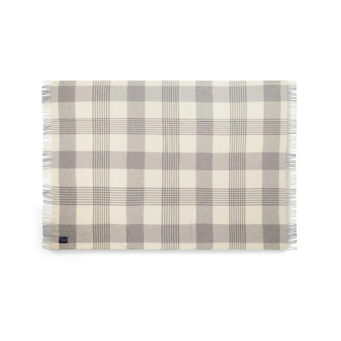 Lexington Gray Checked Recycled Wool pläd 130x170 cm Gray-white