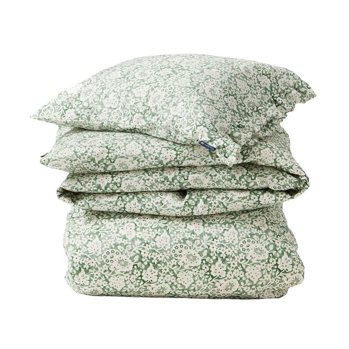 Green Floral Printed Cotton Sateen bäddset - 50x60 cm, 150x210 cm - Lexington