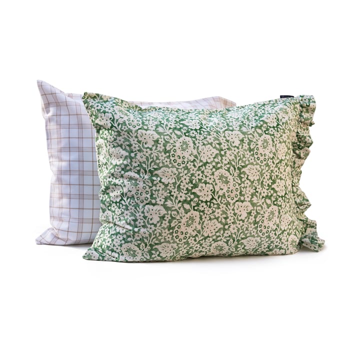 Green Floral Printed Cotton Sateen bäddset, 50x60 cm, 150x210 cm Lexington