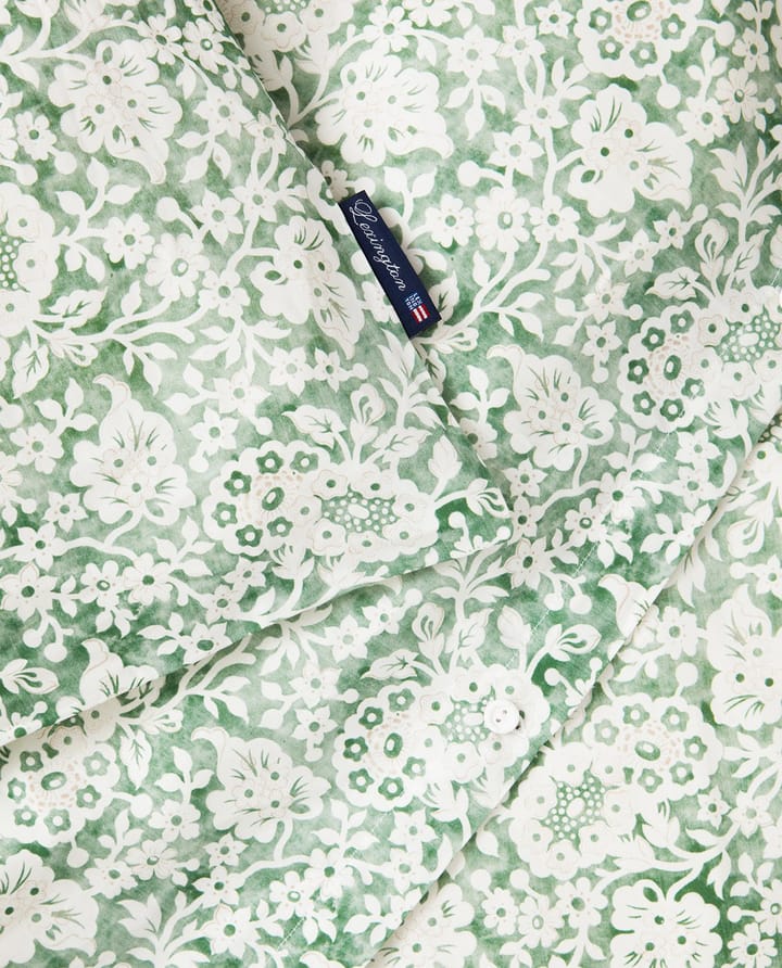 Green Floral Printed Cotton Sateen bäddset - 50x60 cm, 150x210 cm - Lexington