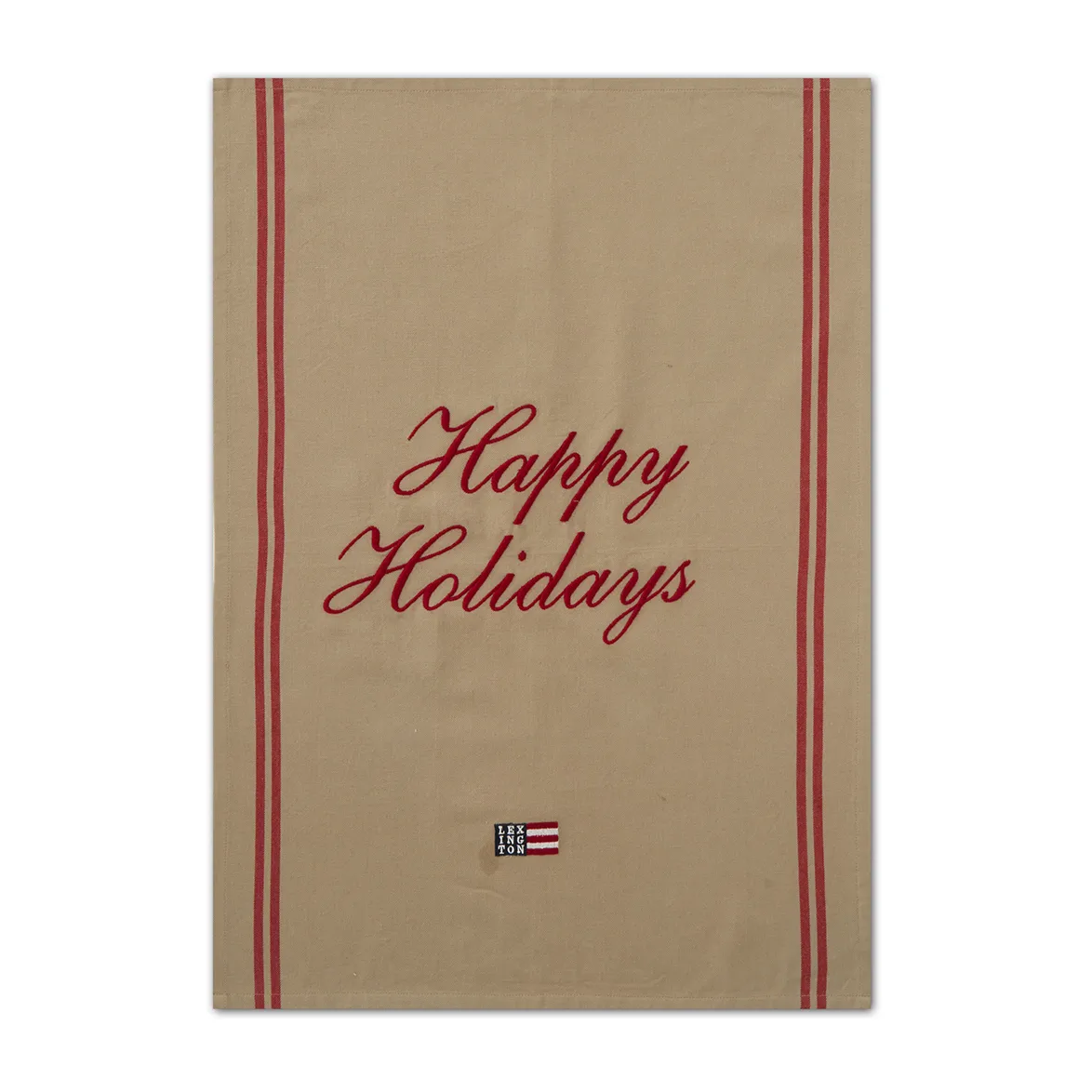 Happy Holidays Embroidered kökshandduk 50x70 cm, Beige-red Lexington