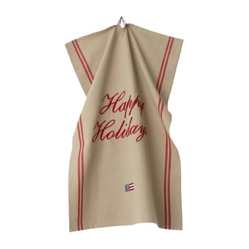 Happy Holidays Embroidered kökshandduk 50x70 cm - Beige-red - Lexington