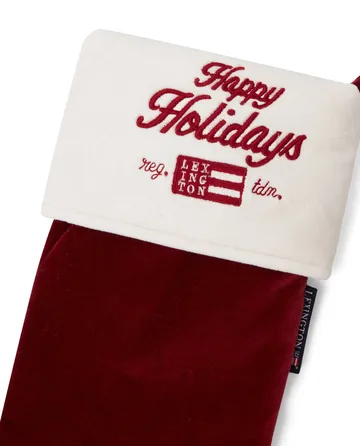 Happy Holidays Organic Cotton Velvet julstrumpa - Red-white - Lexington