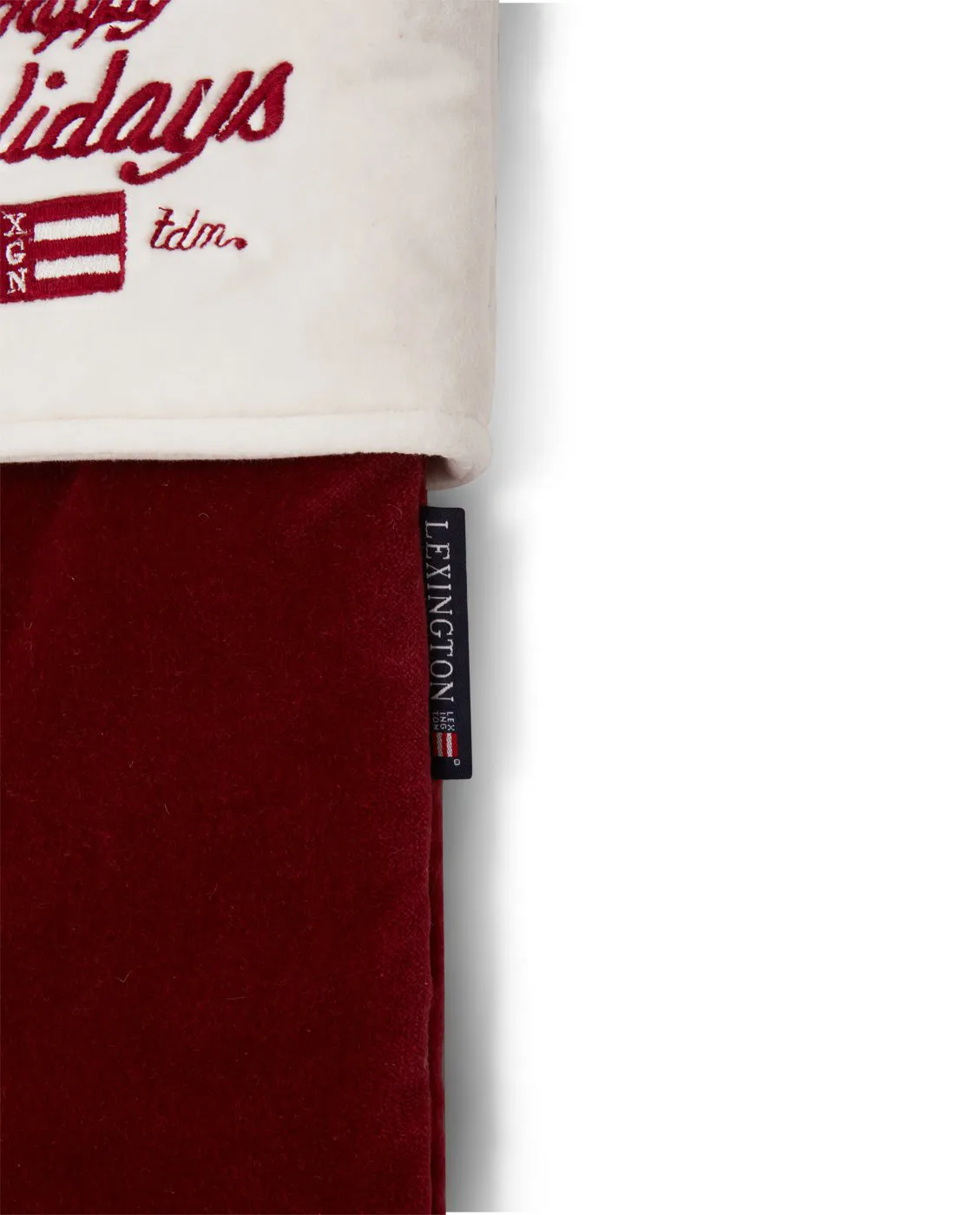 Happy Holidays Organic Cotton Velvet julstrumpa, Red-white Lexington