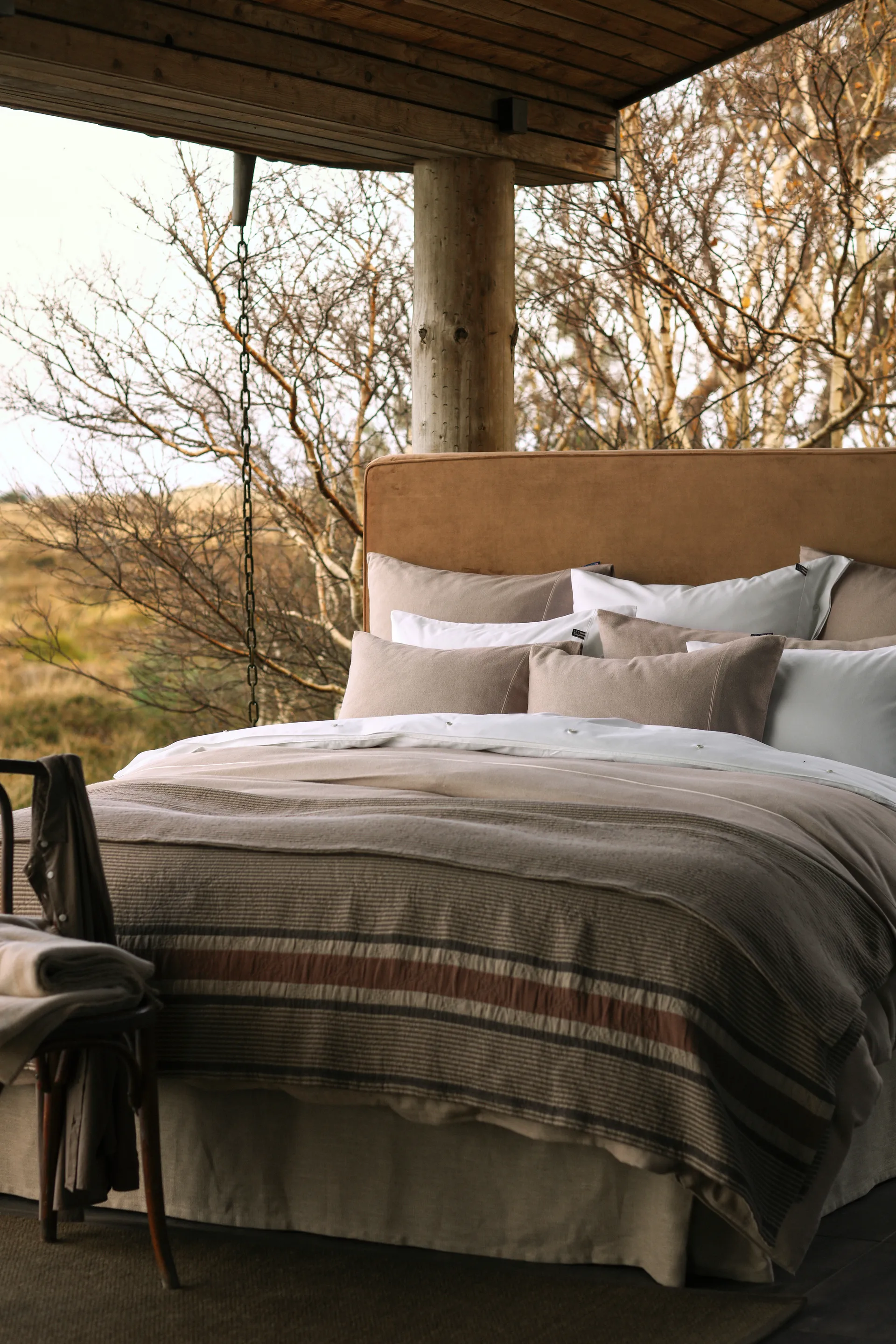 Herringbone Flannel påslakan 150x210 cm, Beige-off white Lexington