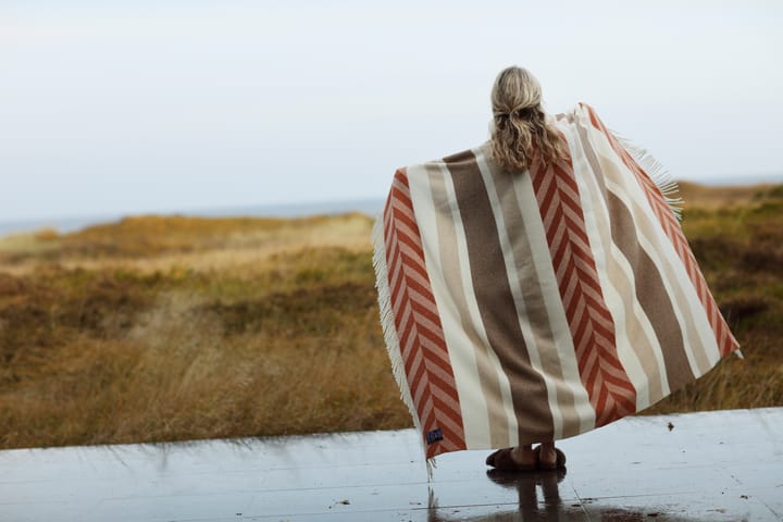 Herringbone Striped Recycled Wool pläd 130x170 cm - Copper-brown - Lexington