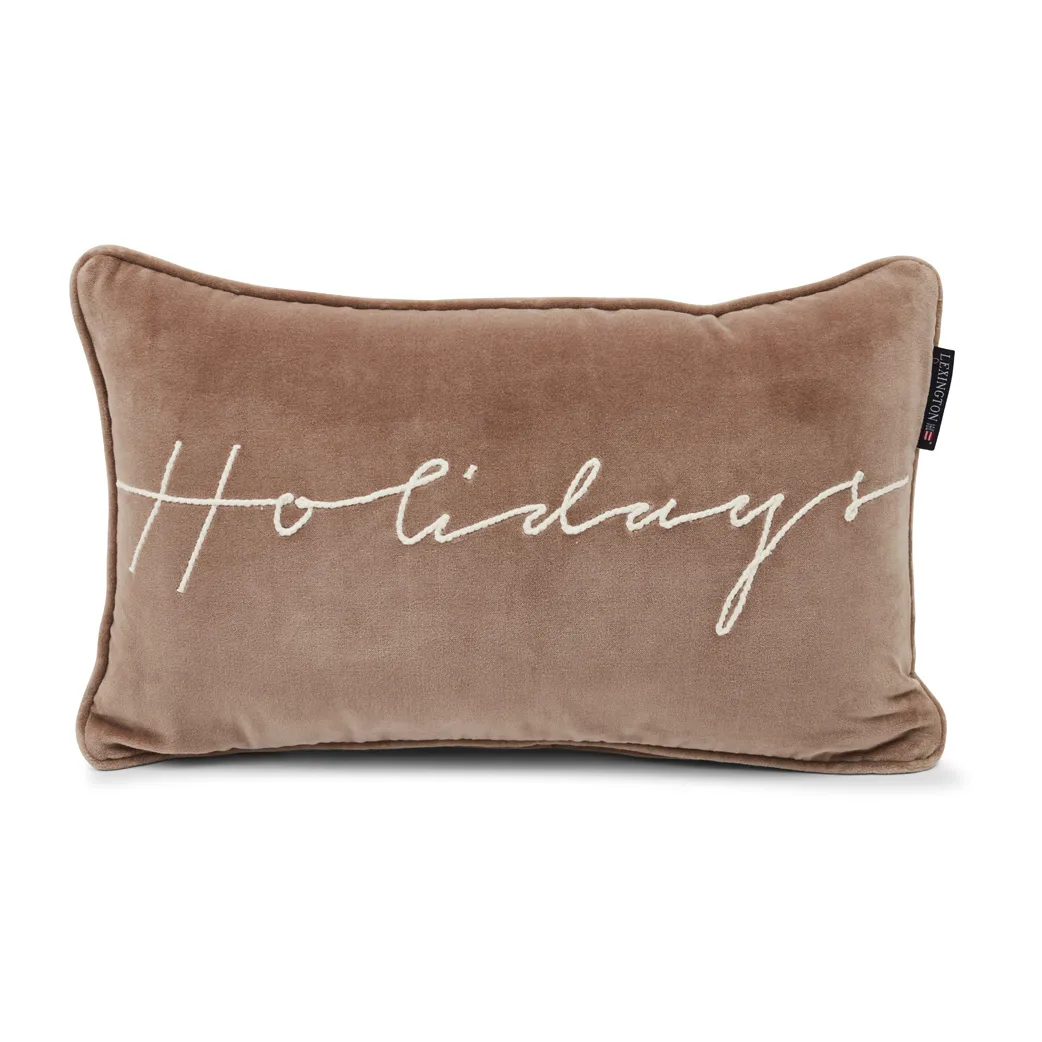 Holidays Cotton Velvet kudde 30x50 cm, Mid brown-white Lexington