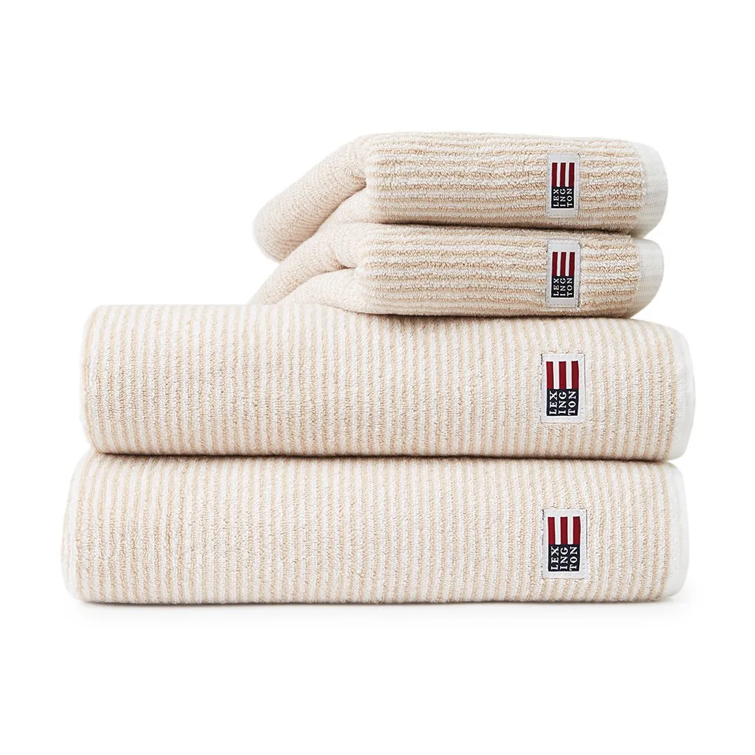 Icons Original Striped badhandduk 100x150 cm, White-tan