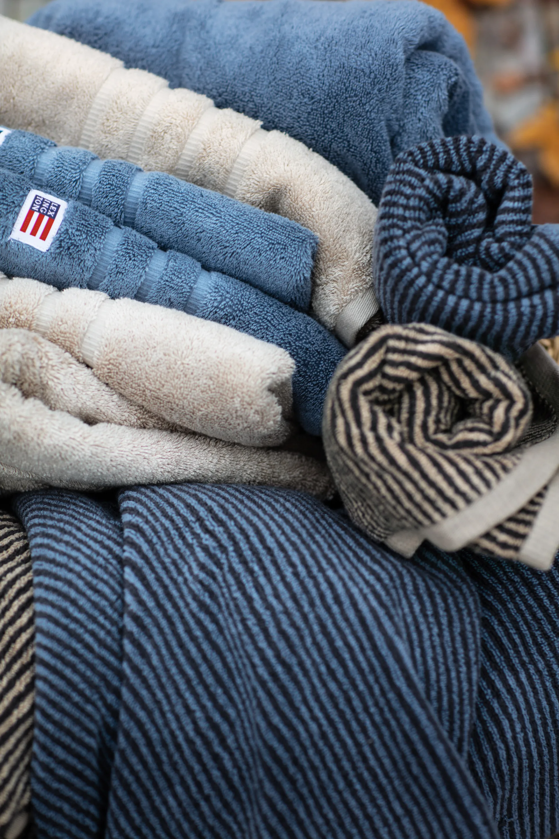 Icons Original Striped handduk 30x50 cm, Steel Blue-dark gray Lexington