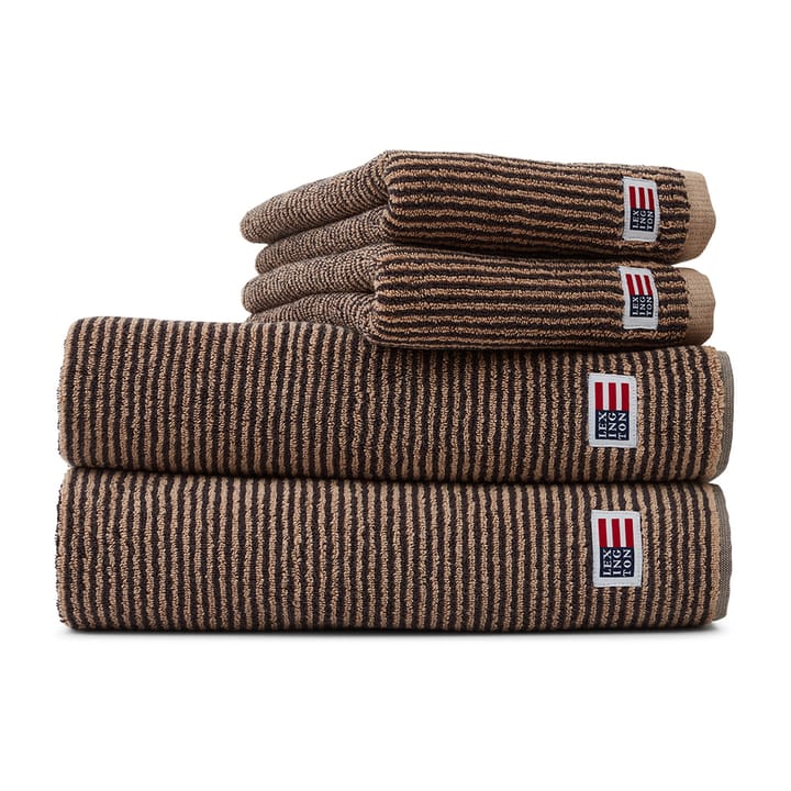 Icons Original Striped handduk 50x70 cm, Tan-dark gray Lexington