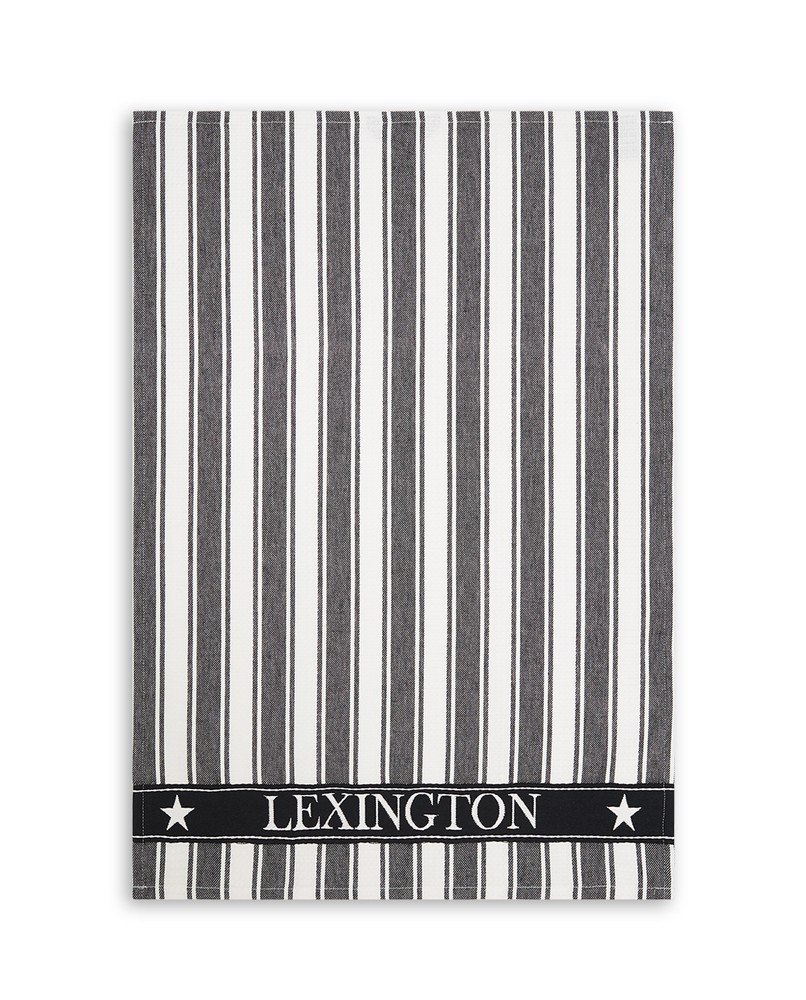 Lexington Icons Striped kökshandduk Waffle 50x70 cm Svart-vit
