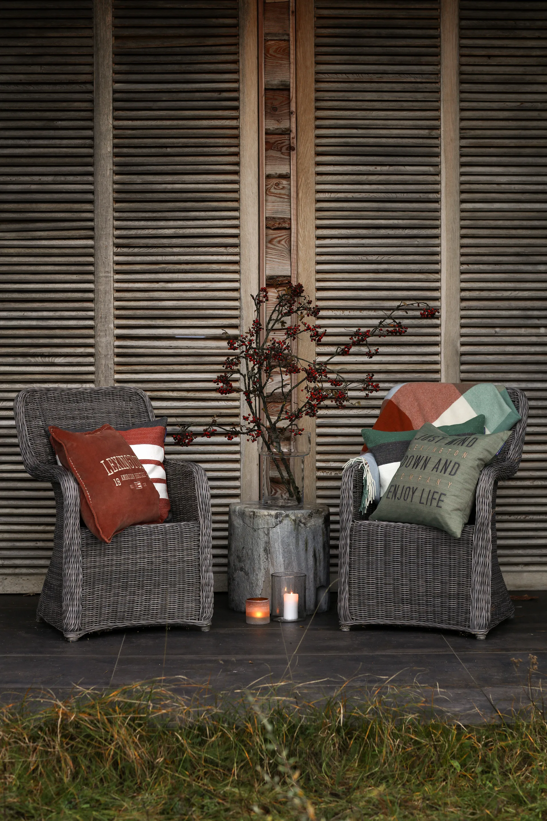 Irregular Striped Cotton kuddfodral 50x50 cm, Copper-gray Lexington