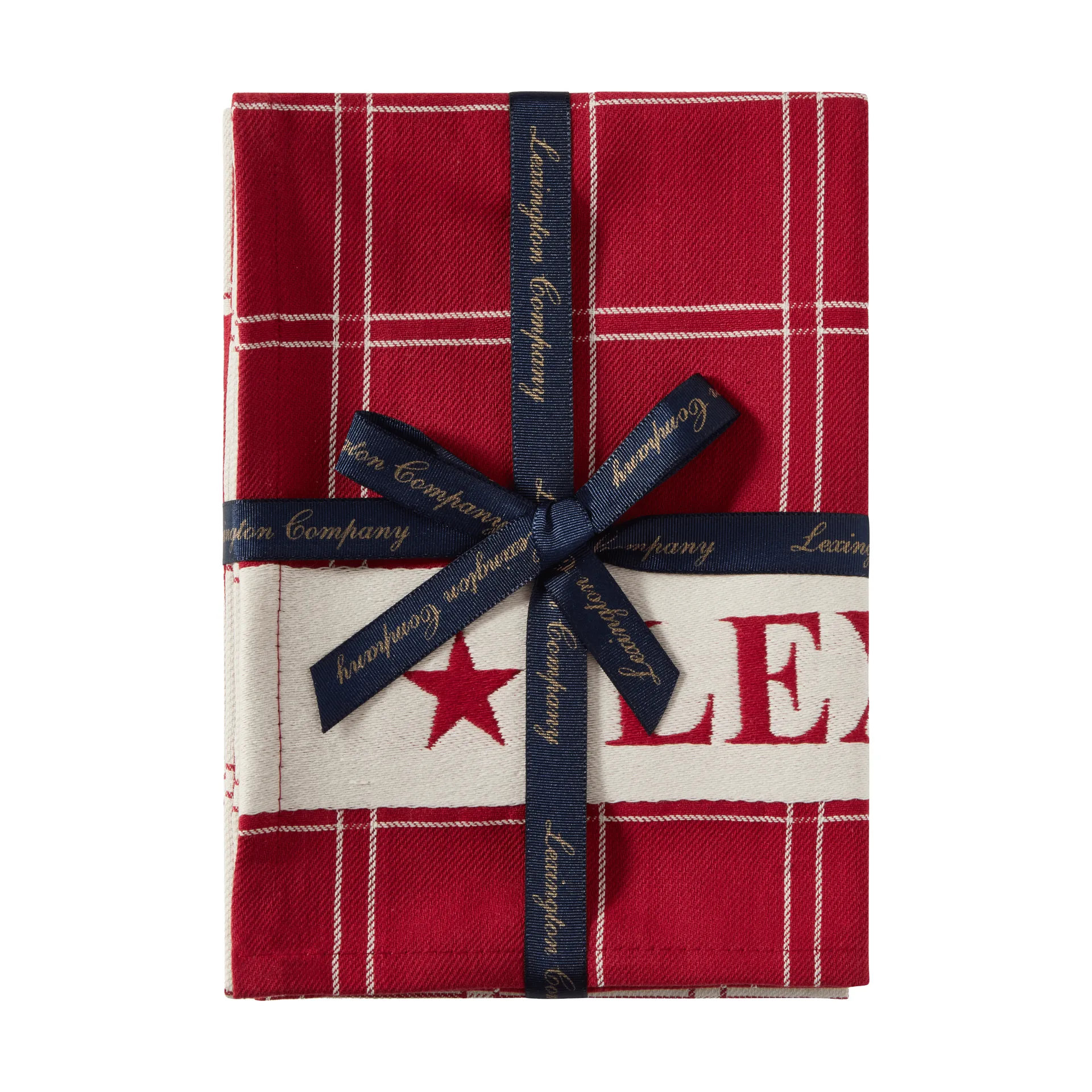 Jacquardvävd bomull kökshandduk 2-pack, Red-white, 50x70 cm Lexington