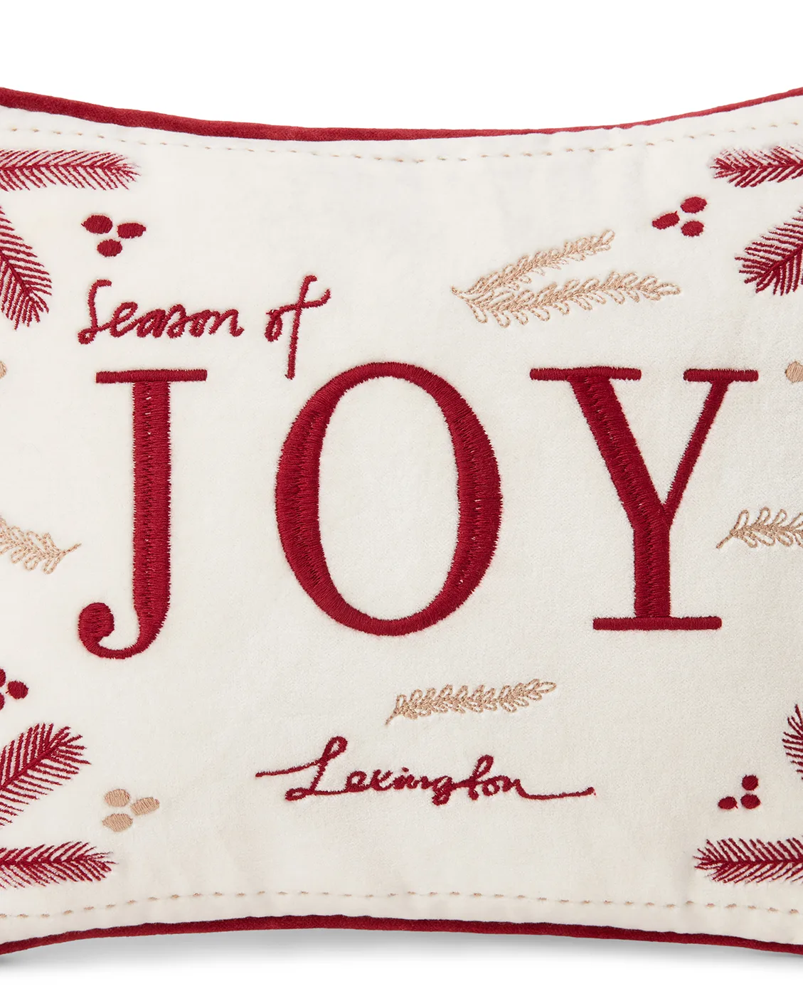 Joy organic cotton velvet kudde 30x40 cm, Vit-röd Lexington