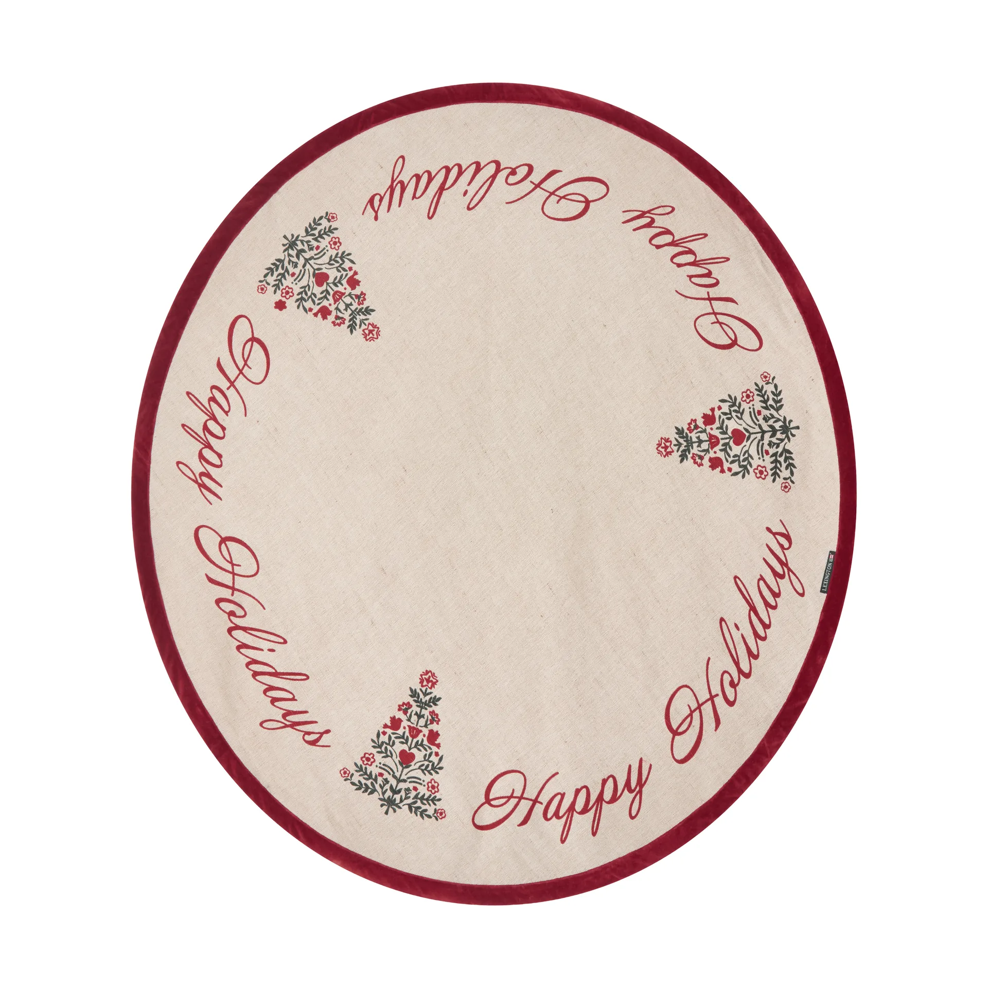 Jute Cotton Christmas Tree julgransmatta Ø110 cm, Natural-red Lexington