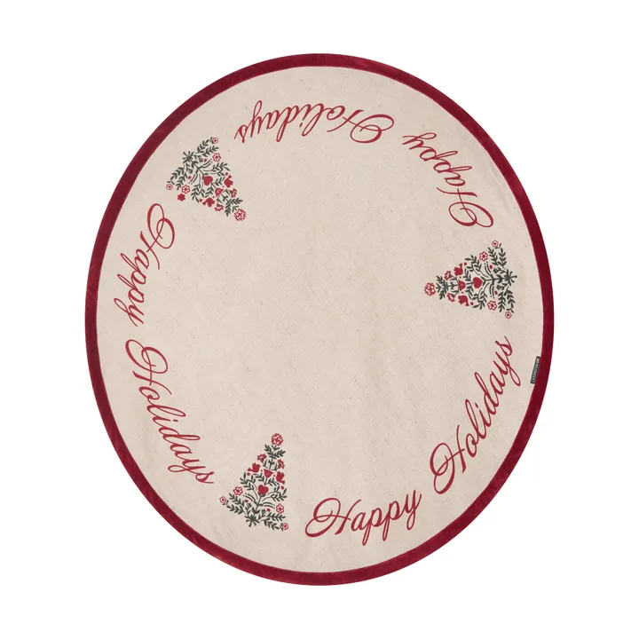Jute Cotton Christmas Tree julgransmatta Ø110 cm - Natural-red - Lexington