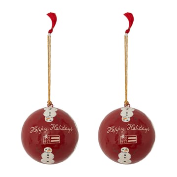 Lexington Papier Maché julgranskula 2-pack - Red-white - Lexington
