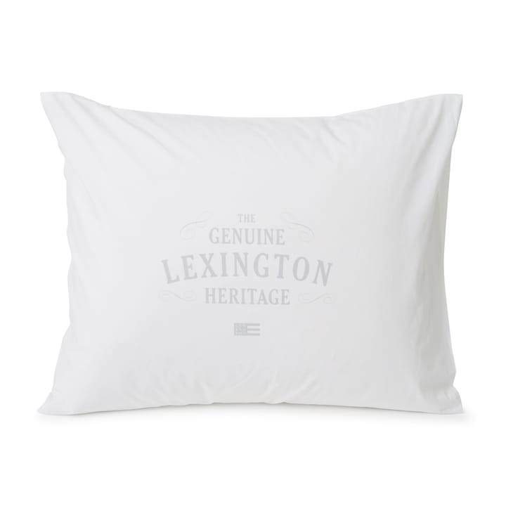 Lexington Printed Cotton Poplin örngott 50x60 cm - Vit-ljusgrå - Lexington