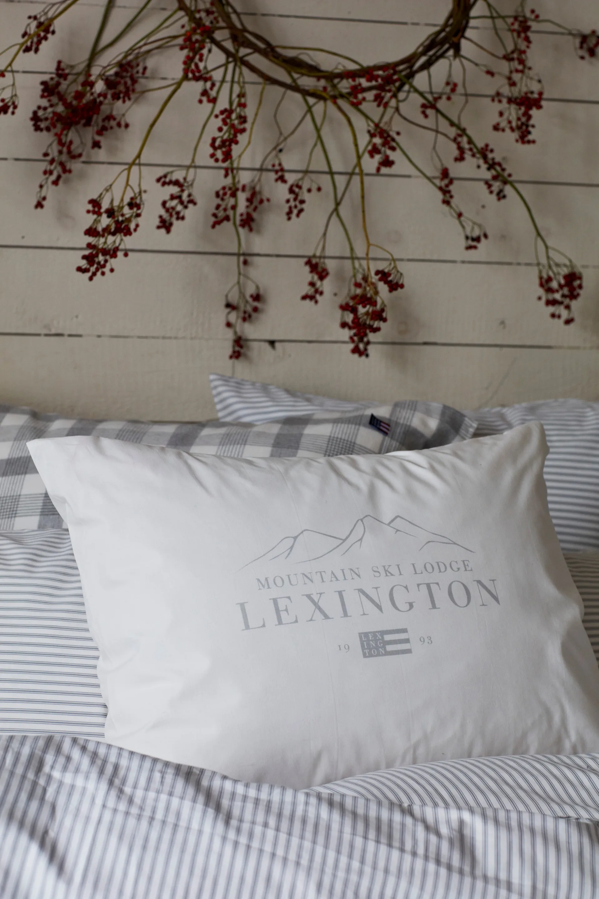 Lexington Printed Cotton Poplin örngott 50x60 cm, White-light gray Lexington