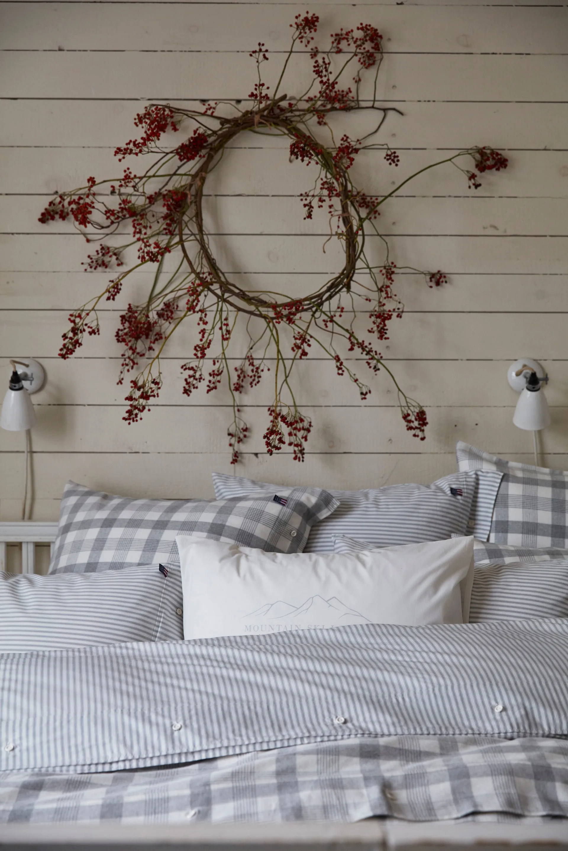 Lexington Printed Cotton Poplin örngott 50x60 cm, White-light gray Lexington