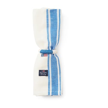 Linen Cotton Side Stripes tygservett 50x50 cm - Blå-vit - Lexington