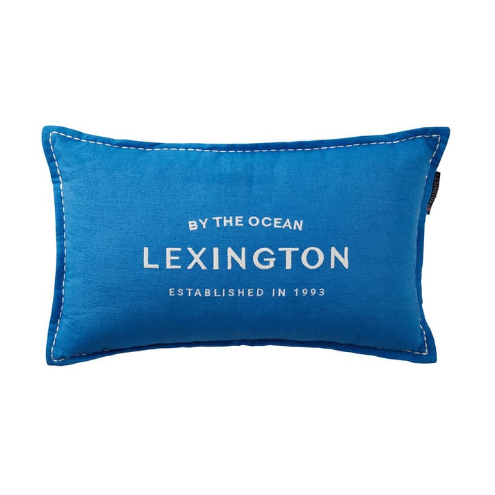 Logo Embroidered Linen/Cotton kudde 30x50 cm - Blue - Lexington