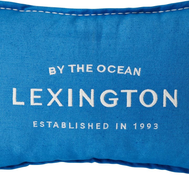 Logo Embroidered Linen/Cotton kudde 30x50 cm - Blue - Lexington