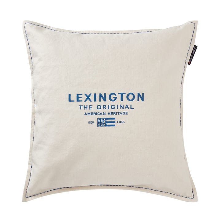 Logo Embroidered Linen/Cotton kuddfodral 50x50 cm - White - Lexington