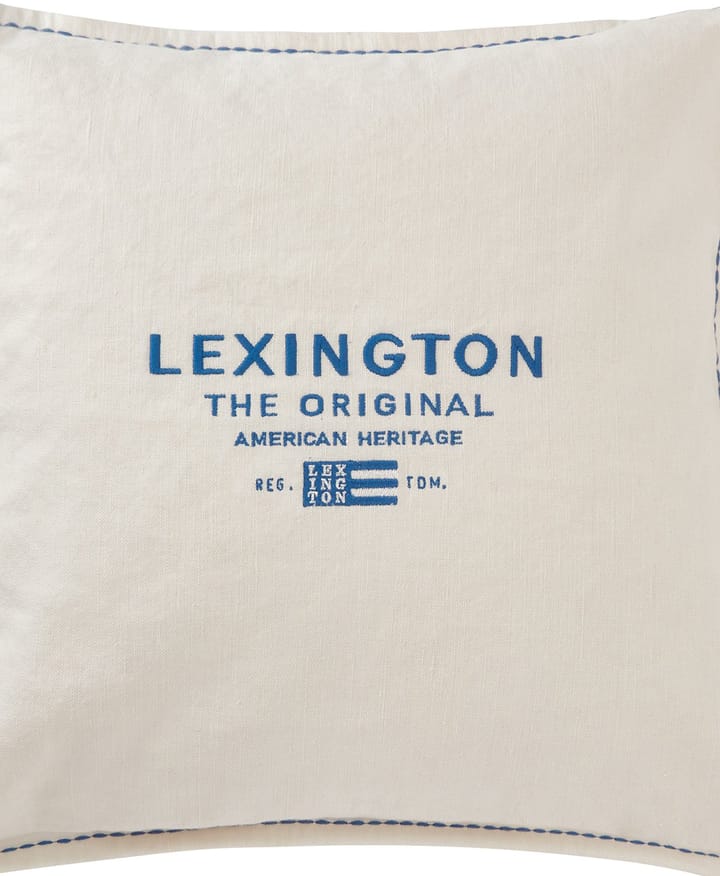 Logo Embroidered Linen/Cotton kuddfodral 50x50 cm, White Lexington