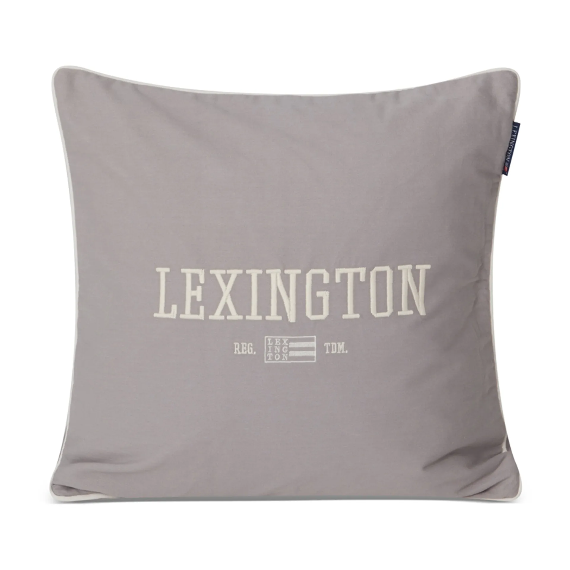 Logo Organic Cotton Twill kuddfodral 50x50 cm, Grå-vit Lexington