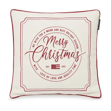 Merry Christmas Cotton Canvas kuddfodral 50x50 cm - Off white-red - Lexington
