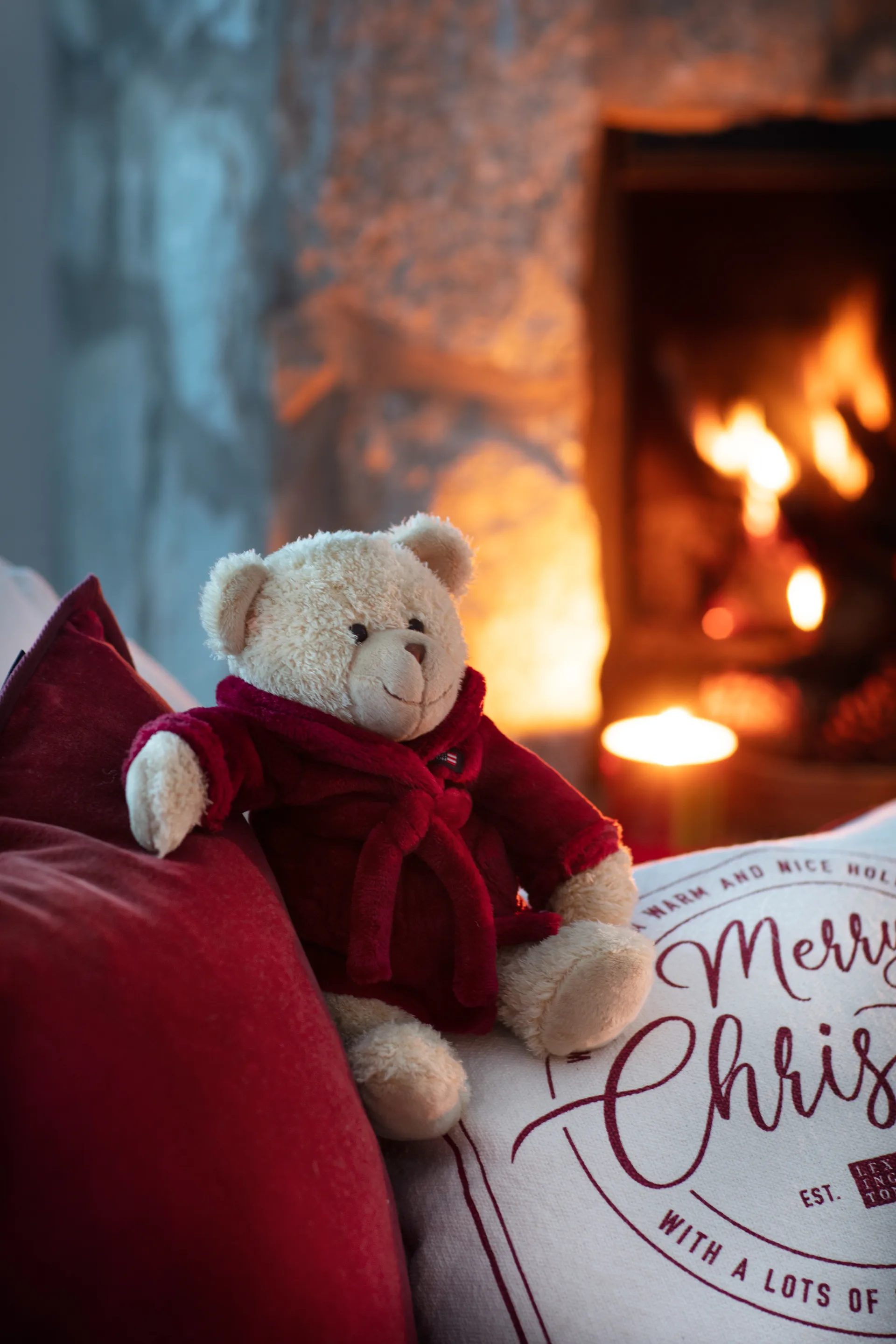 Merry Christmas Cotton Canvas kuddfodral 50x50 cm, Off white-red Lexington