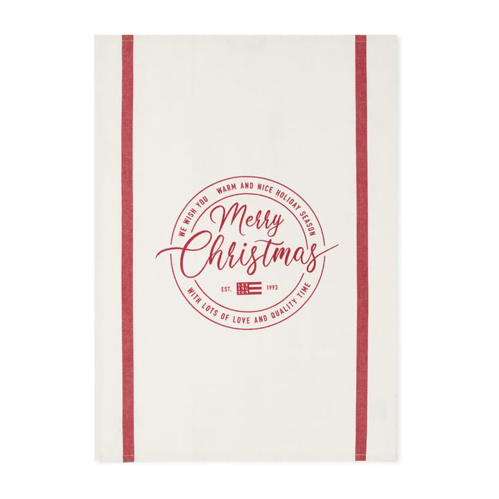Merry Christmas Cotton Twill kökshandduk 50x70 cm - off white-red - Lexington