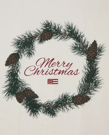 Merry Christmas Org Cotton kökshandduk 50x70 cm - White-red-green - Lexington