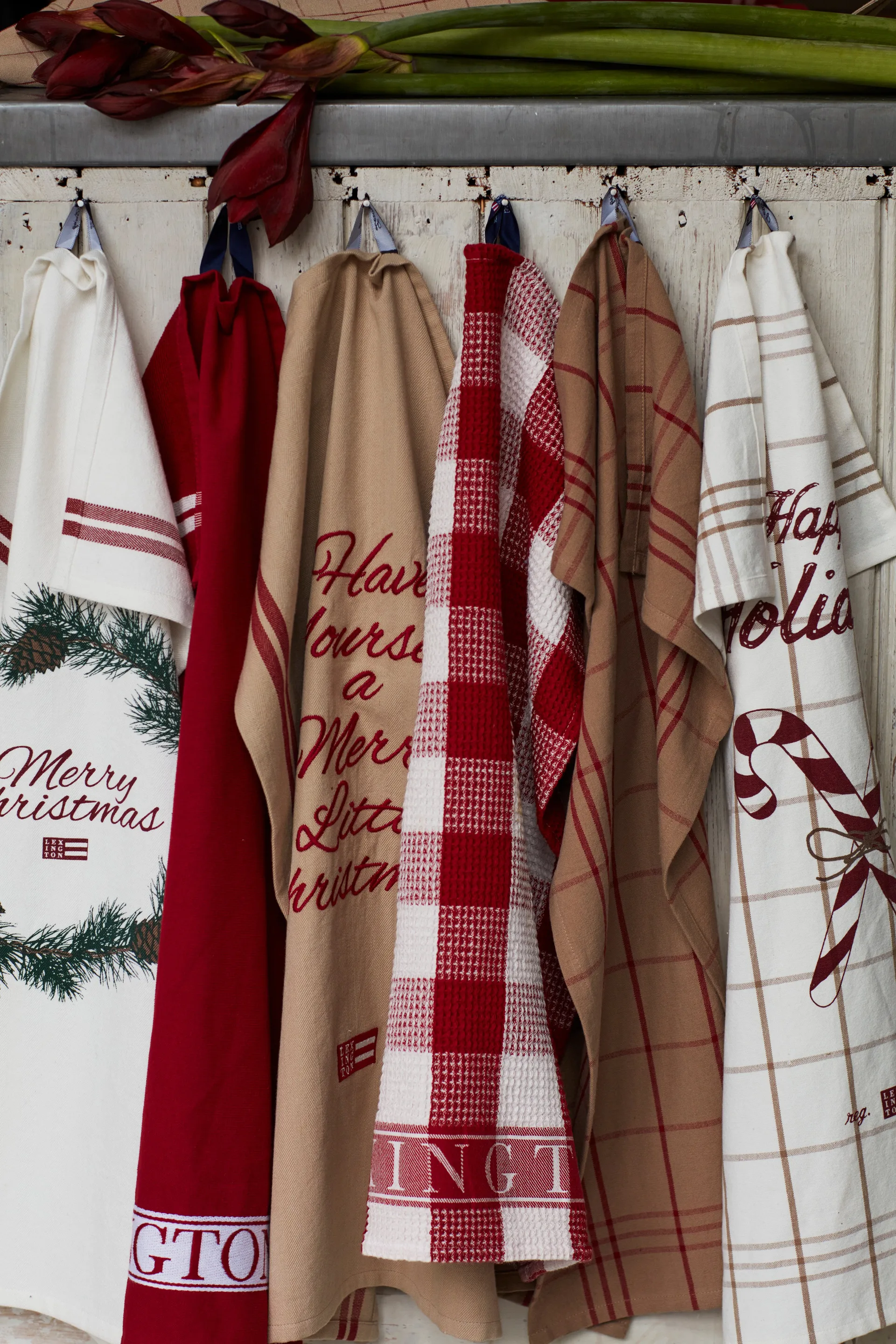 Merry Christmas Org Cotton kökshandduk 50x70 cm, White-red-green Lexington