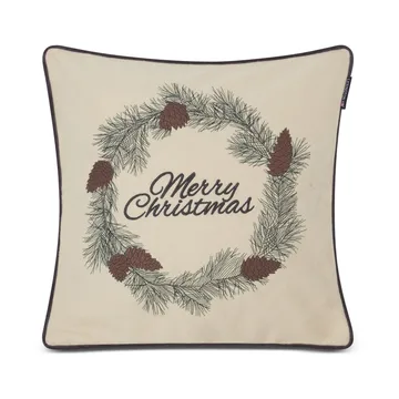 Merry Christmas Wool Mix kuddfodral 50x50 cm - White-green-beige - Lexington