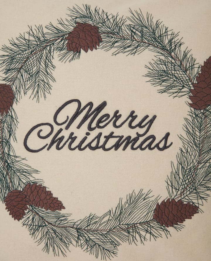 Merry Christmas Wool Mix kuddfodral 50x50 cm - White-green-beige - Lexington