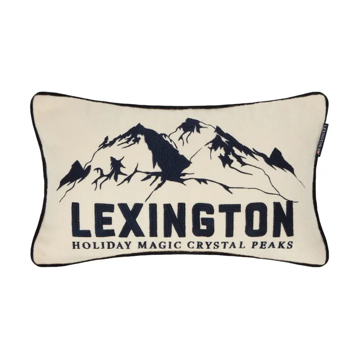 Mountains Logo ullmix dekorationskudde - White-navy, 50x30 cm - Lexington