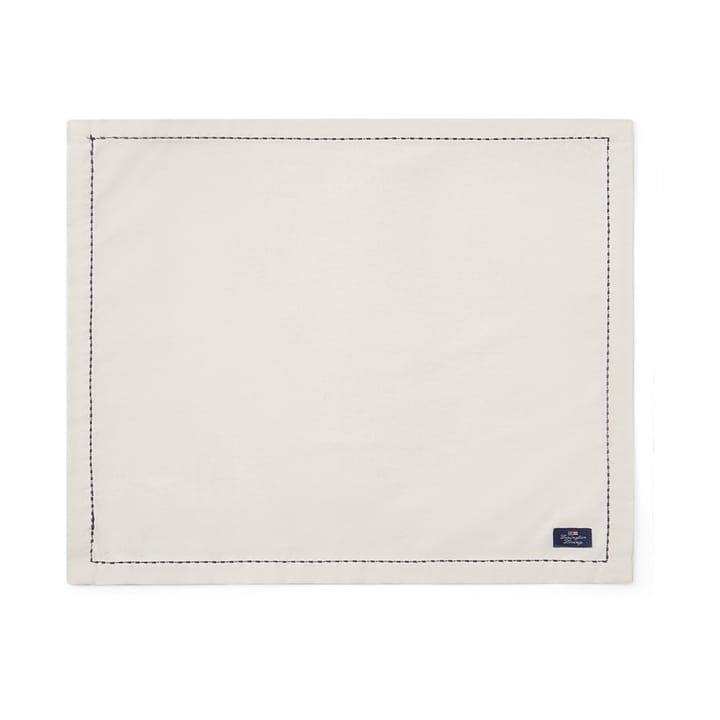 Org Cotton Oxford bordstablett stitches 40x50 cm - Beige-dark gray - Lexington