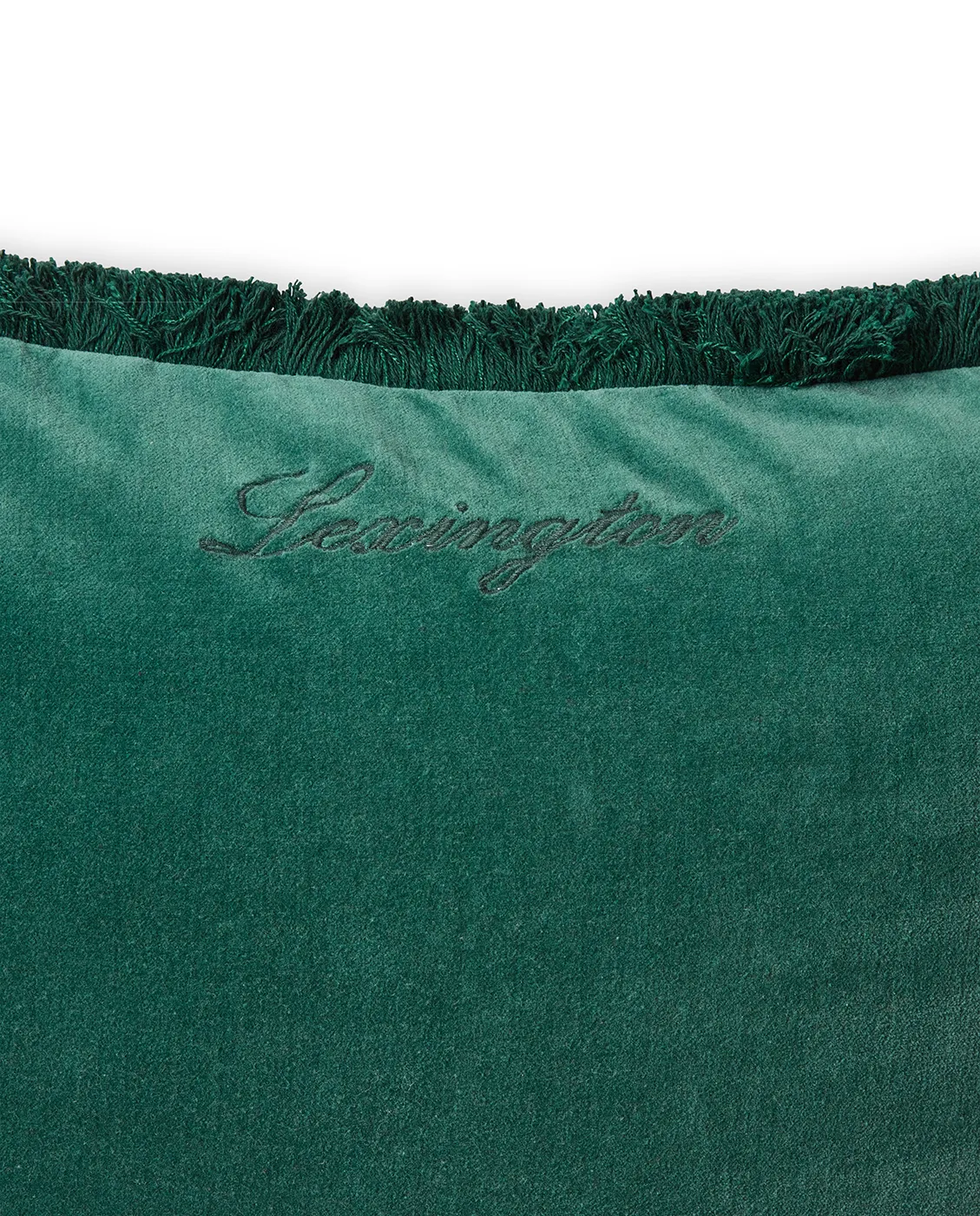 Organic cotton velvet fringe kuddfodral 50x50 cm, Grön Lexington
