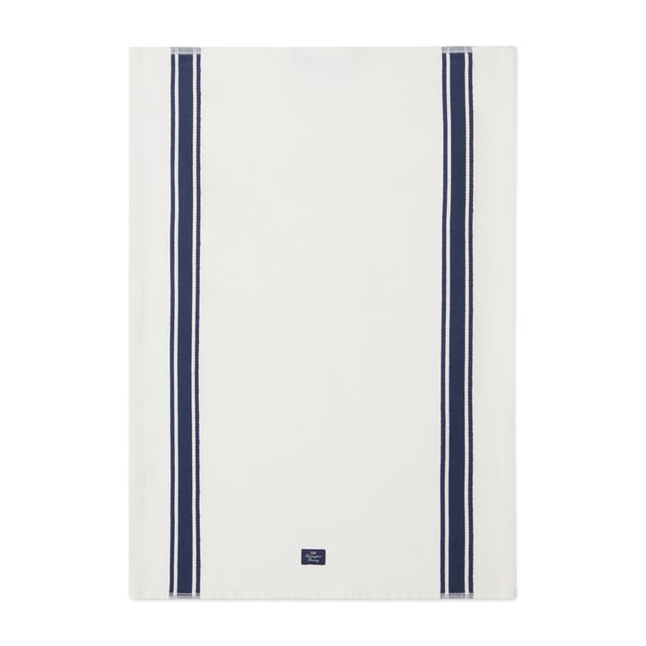 Organic Cotton Waffle Kitchen Towel 50x70 cm, Vit-mörkblå Lexington
