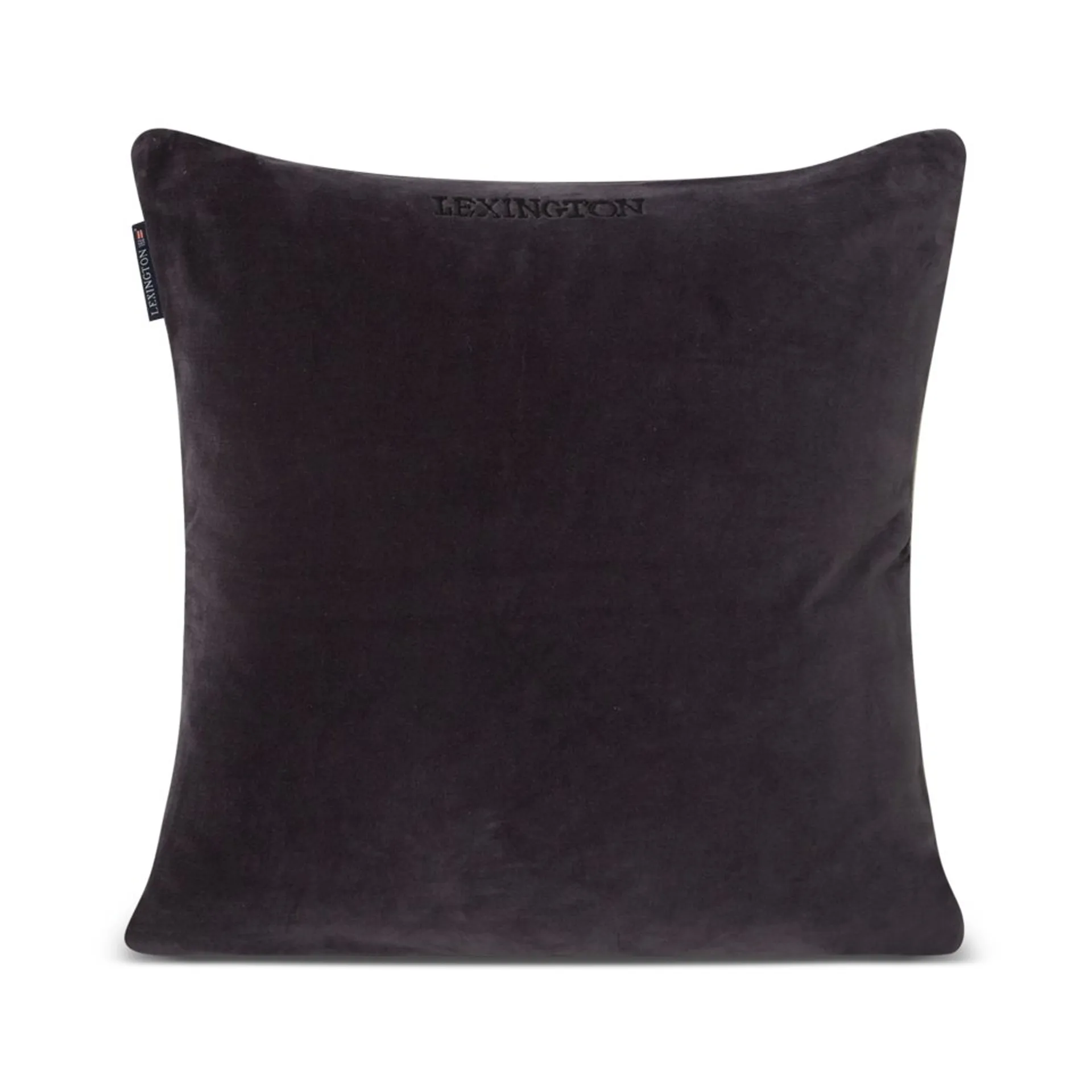 Patched Organic Cotton Velvet kuddfodral 50x50 cm, Dark gray-light beige Lexington