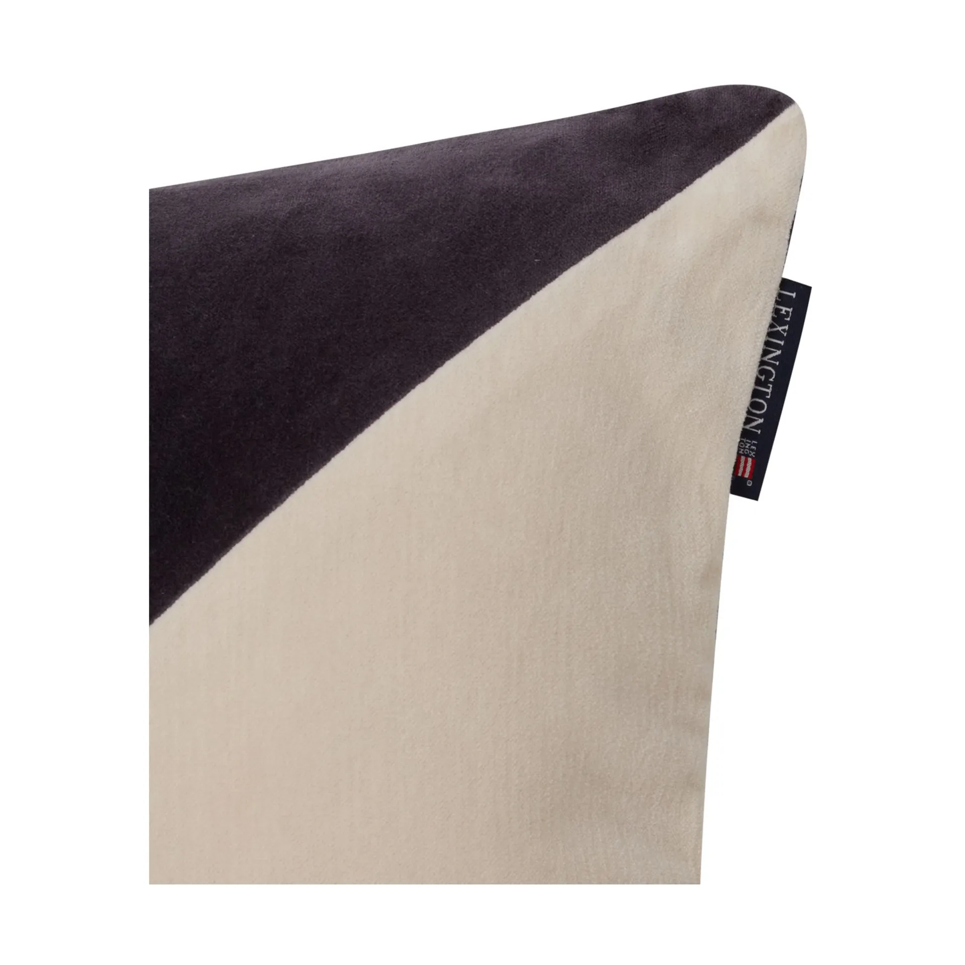 Patched Organic Cotton Velvet kuddfodral 50x50 cm, Dark gray-light beige Lexington