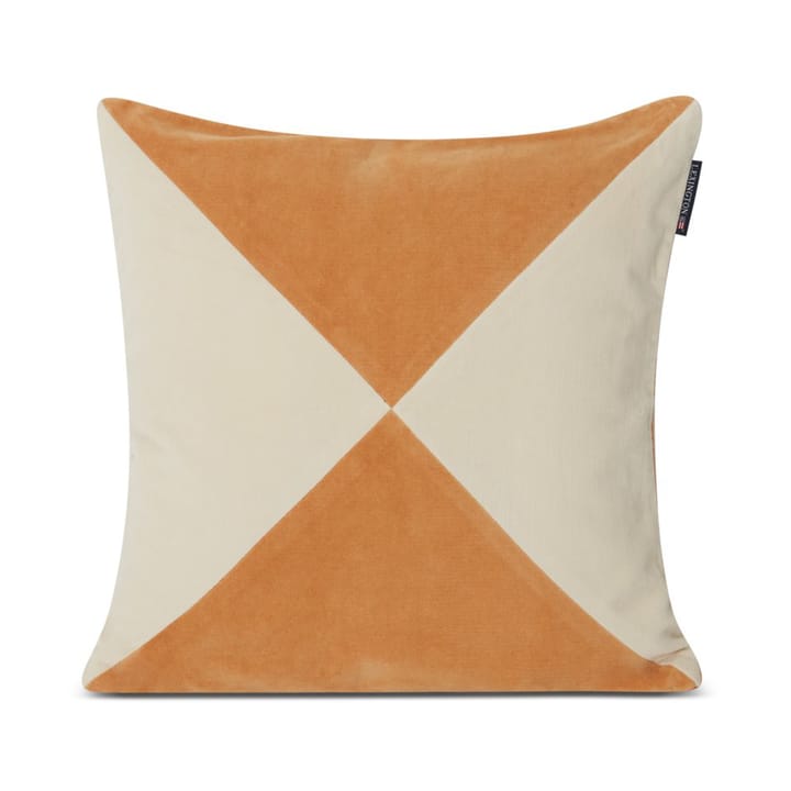 Patched Organic Cotton Velvet kuddfodral 50x50 cm - Mustard-light beige - Lexington